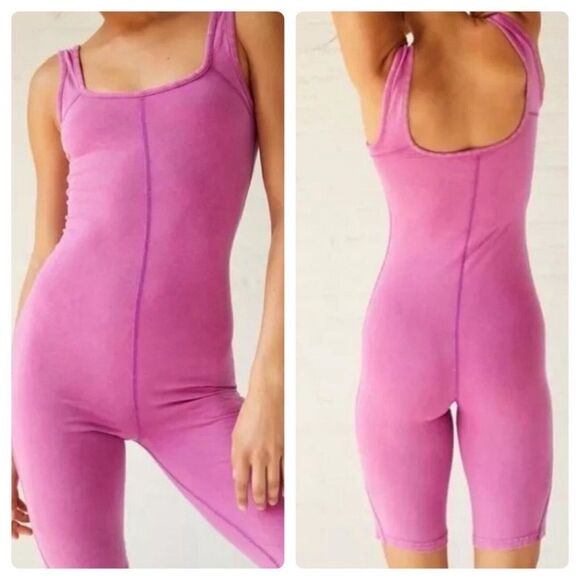 Free People Movement Hot Shot Romper | Small | Magenta Disco - Picture 2 of 7